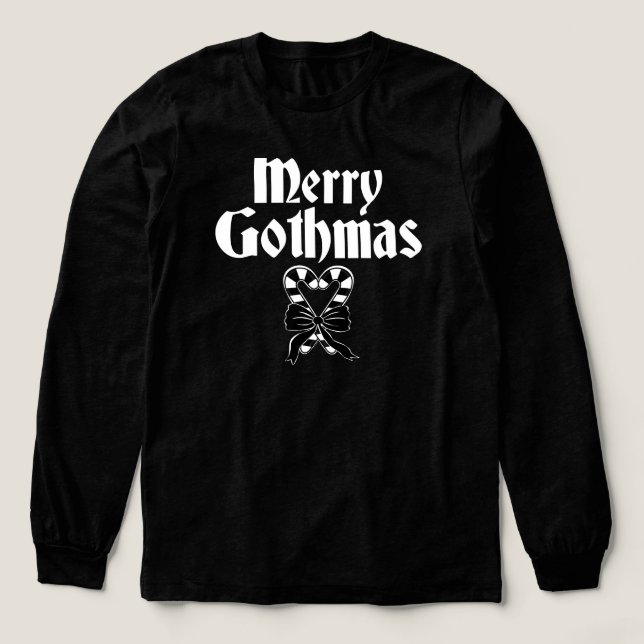Merry Gothmas Black and White Candy Cane Heart T Shirt (Design framsida)