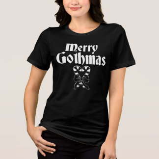 Merry Gothmas Black and White Candy Cane Heart T Shirt