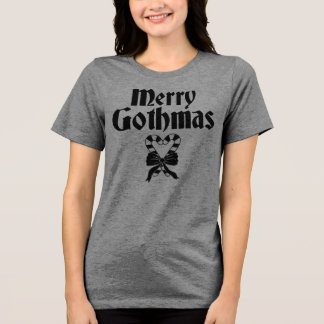 Merry Gothmas Black and White Candy Cane Heart T Shirt