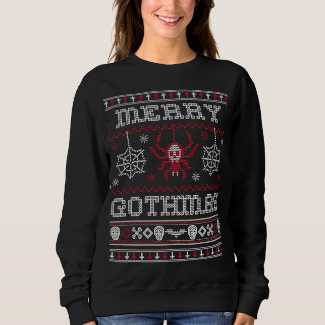 Merry Gothmas Goth jul Ugly Sweater Spider S T Shirt (Framsida)