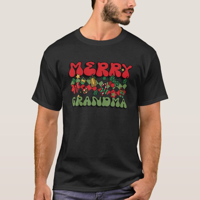 Merry Grandma Retro Stil jul Tis Season T Shirt (Framsida)