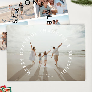 MERRY GRATEFUL THANKFUL & BLESSED platt 5-foto Julkort