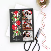 Merry Grått jul Blommigt 3 Photo