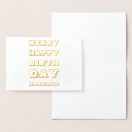 Merry Grattis på födelsedagen eget namn modern jul Folierat Kort