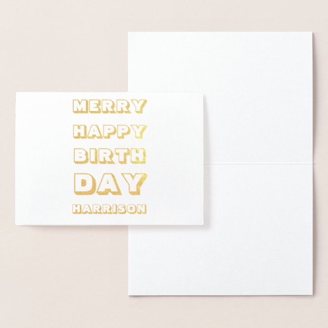 Merry Grattis på födelsedagen eget namn modern jul Folierat Kort (Display)