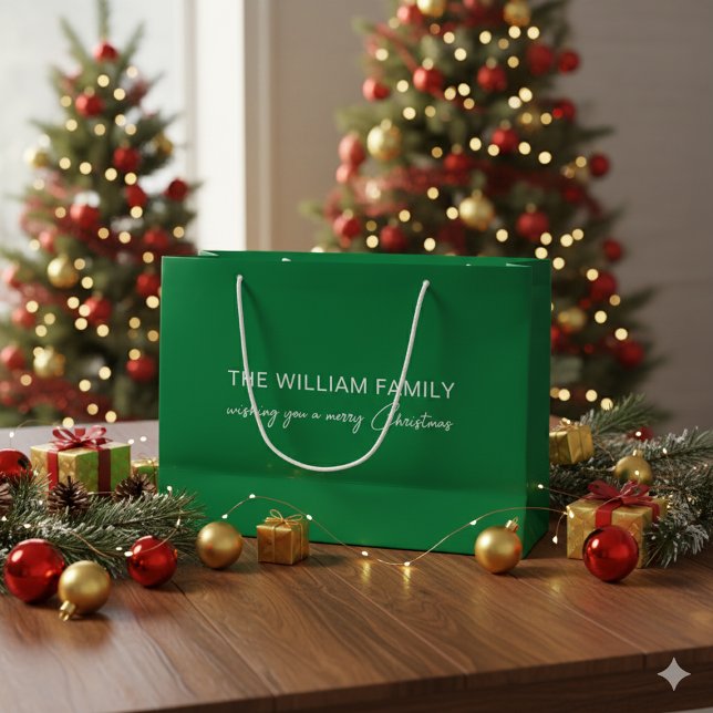 Merry Green Large Gift Bag for Holiday Presents (Merry Green Large Gift Bag for Holiday Presents)