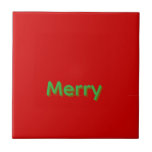 Merry Green Name on Red Kakelplatta<br><div class="desc">Merry Green Name on Red Christmas</div>