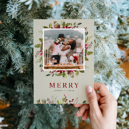 Merry Greenery | Fotoplatta i Bröllop Julkort