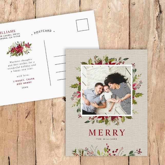 Merry Greenery | Julfoto Helg Vykort (Skapare uppladdad)