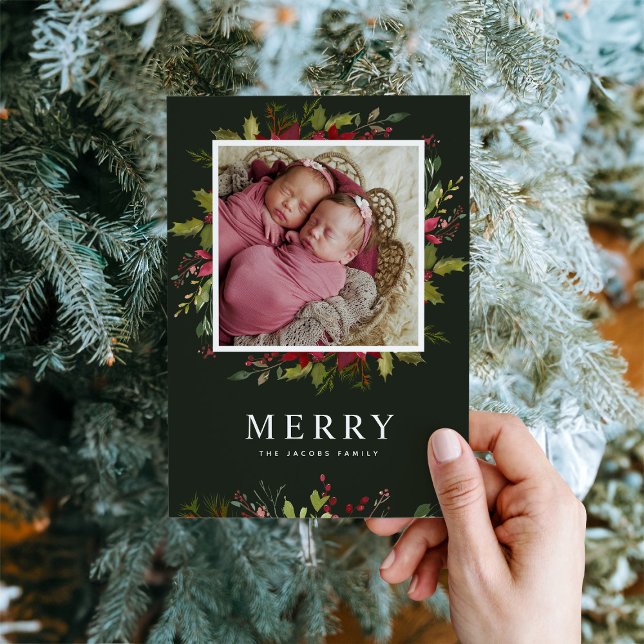 Merry Greenery | Magnetfotokort för Helgdag (Skapare uppladdad)