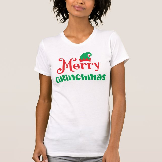 Merry Grinchmas Funny T Shirt (Framsida)