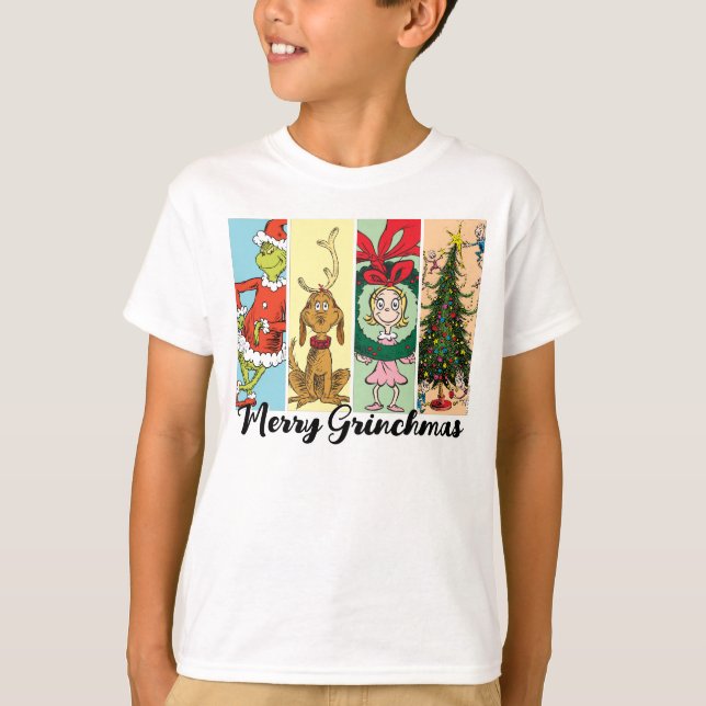 Merry Grinchmas Holiday Collage T Shirt (Framsida)