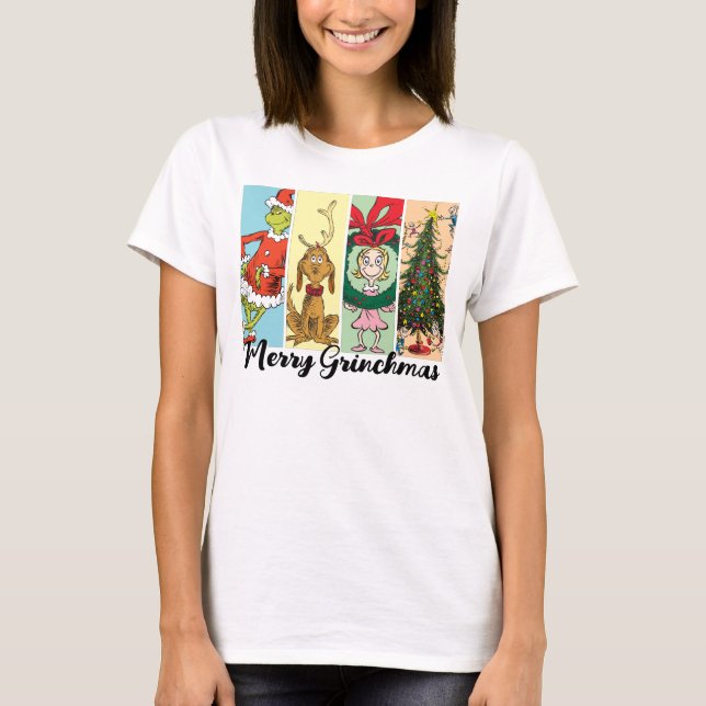 Merry Grinchmas Holiday Collage T Shirt (Framsida)