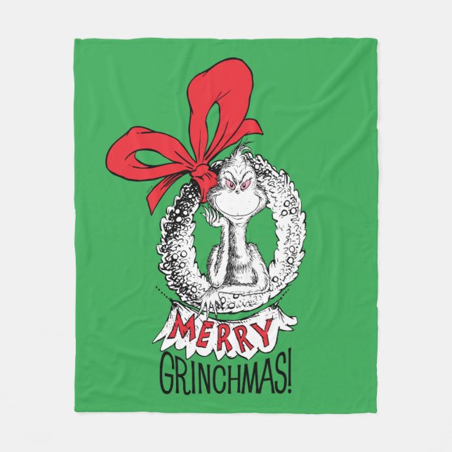 Merry Grinchmas Wreath The Grinch Fleecefilt (Framsidan)