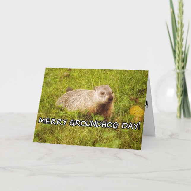 Merry Groundhog Day Greeting Card Kort (Framsida)