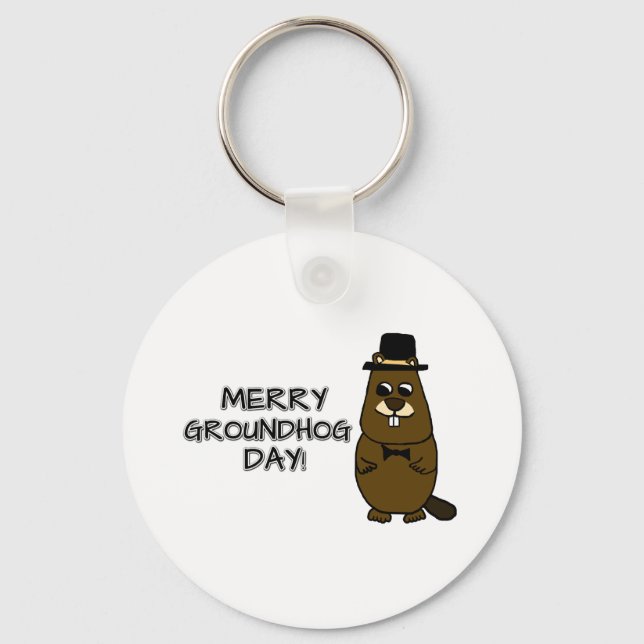 Merry Groundhog Day Nyckelring (Framsida)