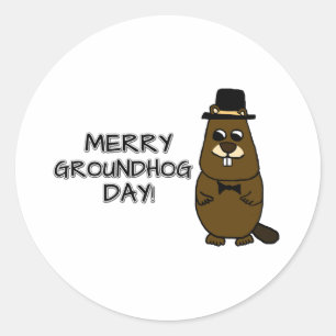 Merry Groundhog Day Runt Klistermärke