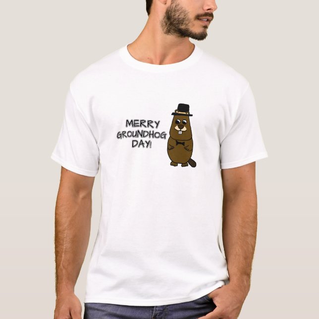 Merry Groundhog Day T Shirt (Framsida)