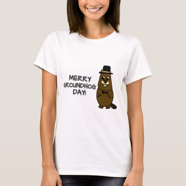 Merry Groundhog Day T Shirt (Framsida)