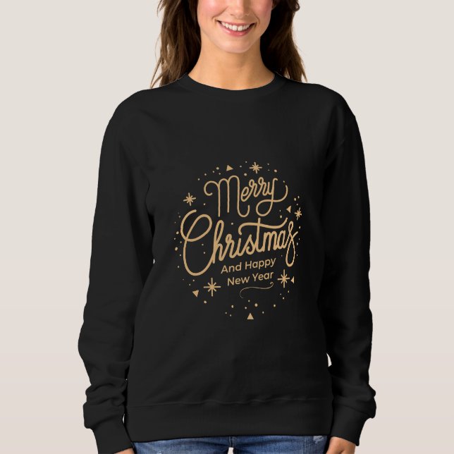 Merry Guld jul Novelty blk Sweatshirt T Shirt (Framsida)