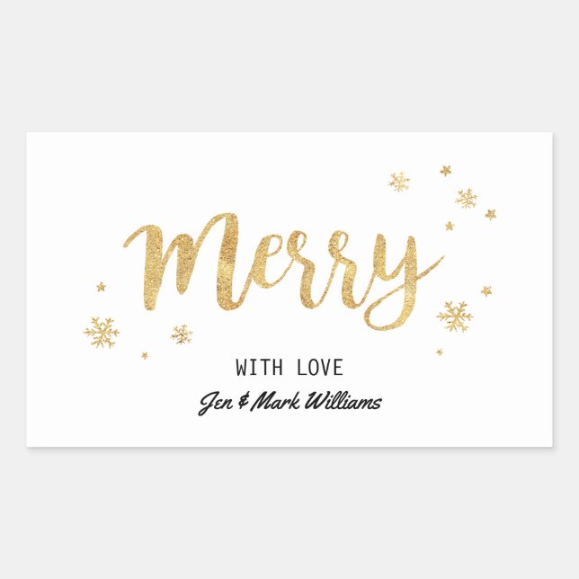 Merry (Guld) Rektangulärt Klistermärke (Framsida)
