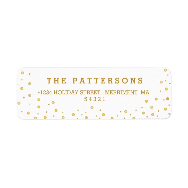 Merry Guld Tone Polkadot Returetiketter Returadress Etikett (Framsidan)