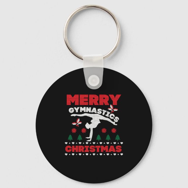 Merry Gymnastics jul Ugly T-Shirt Nyckelring (Framsida)