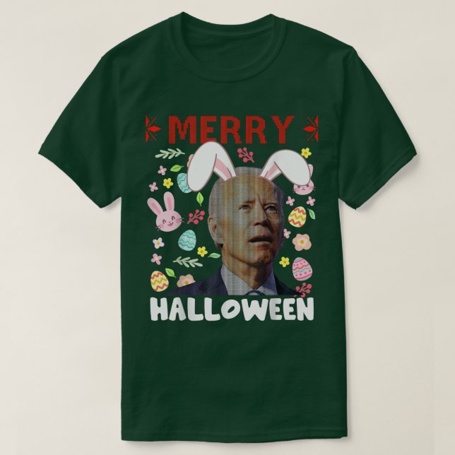 Merry Halloween Confused Joe Biden Bunny Påsk da T Shirt (Design framsida)
