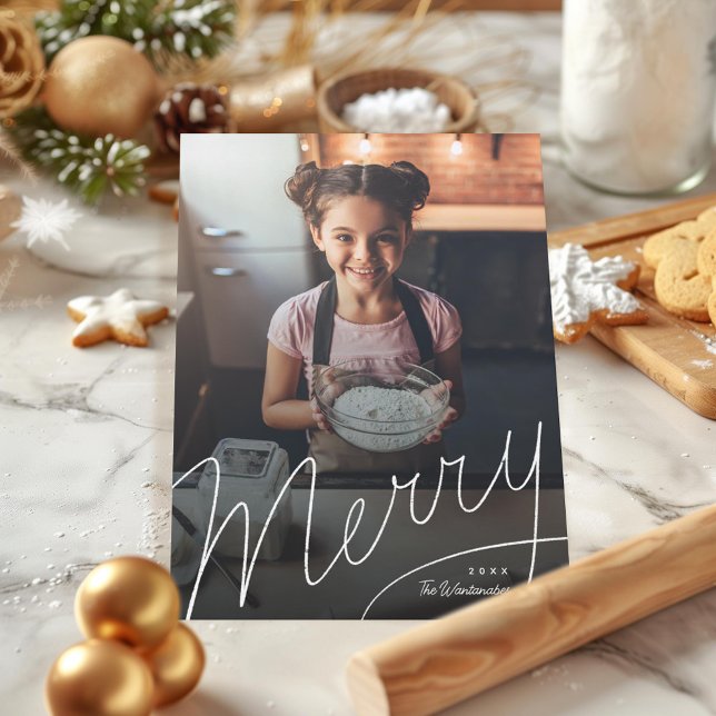 Merry Hand-lettering Roligt Photo Julkort (Skapare uppladdad)