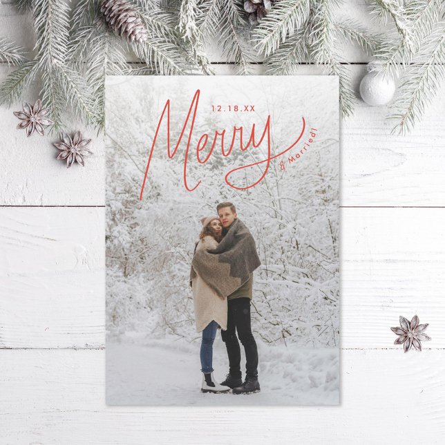Merry Hand Lettering Winter Newlyaps Julkort (Skapare uppladdad)