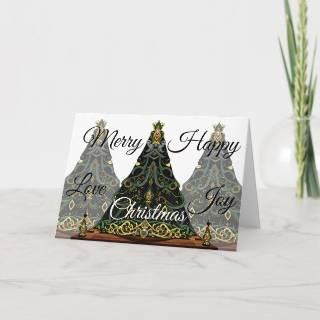 Merry Happy Love Joy Christmas Helgkort (Framsida)