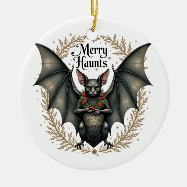 Merry Haunts Gothic Bat Ornament (Framsidan)