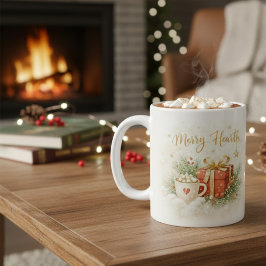 Merry Hearth Christmas Mug - Festive Cocoa and Gif Kaffemugg