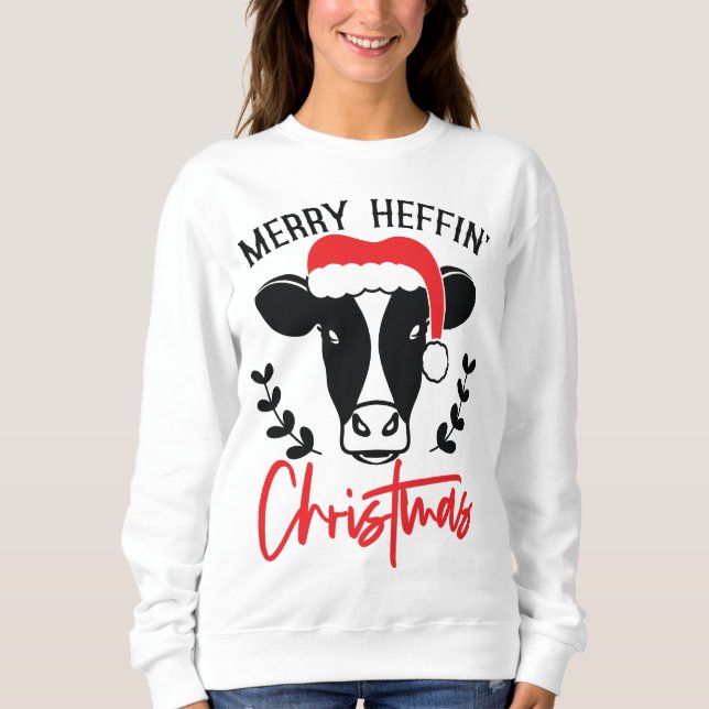 Merry Heffin julfommen Cow Joke Ugly Julafton T Shirt (Framsida)