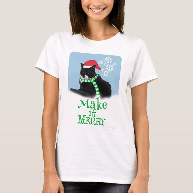 Merry Helgdag Cat Tee (Framsida)