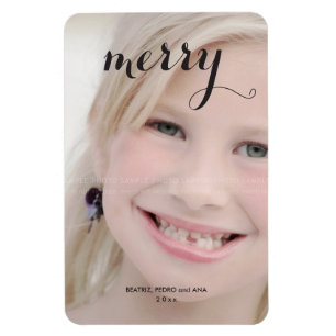 Merry Helgdag Photo Simple julskript Black Magnet
