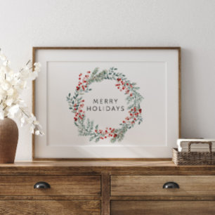 Merry Helgdag Red Winter Berry Poster
