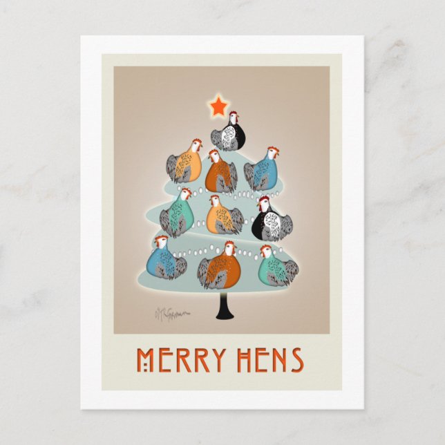 Merry Hens Julgran vykort (Framsida)