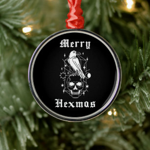 Merry Hexmas Witch Skull Spooky Horror Ornament
