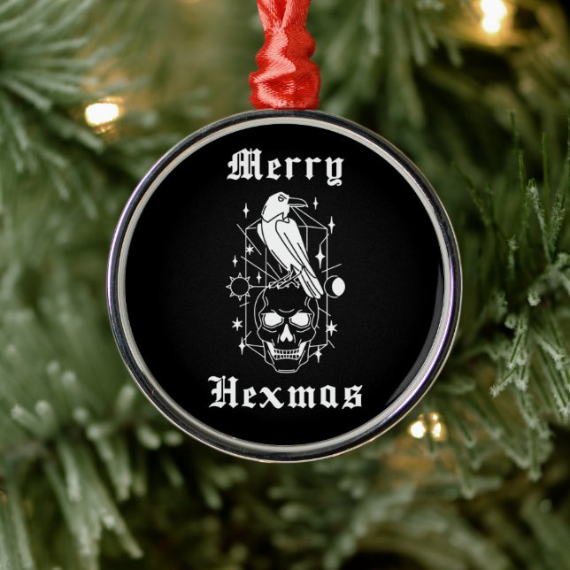 Merry Hexmas Witch Skull Spooky Horror Ornament (Träd)