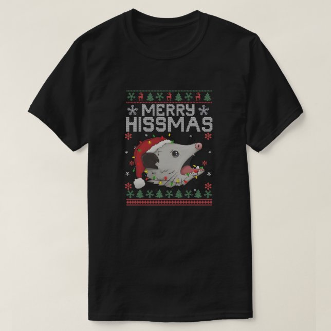 Merry Hissmas, Funny Cat Christmas Design T Shirt (Design framsida)