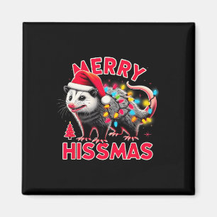 Merry Hissmas Funny Possum jul Julafton Hilariou Magnet
