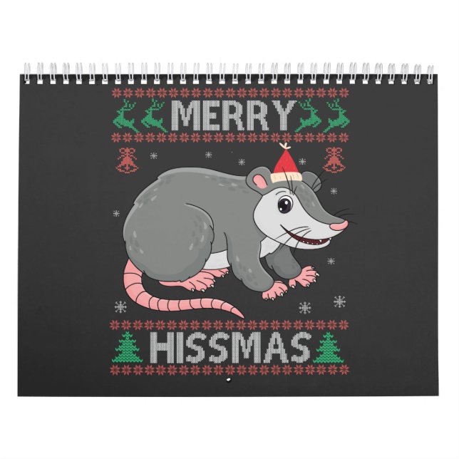Merry Hissmas Funny Ugly Julafton Sweater Opossum  Kalender (Omslag)