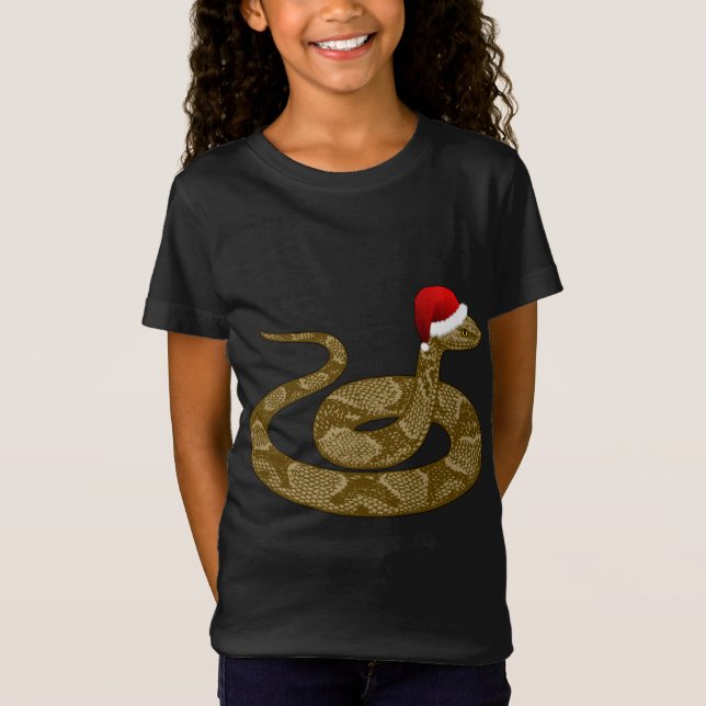 Merry Hissmas jul Santa Hat Copperhead Snake T Shirt (Framsida)