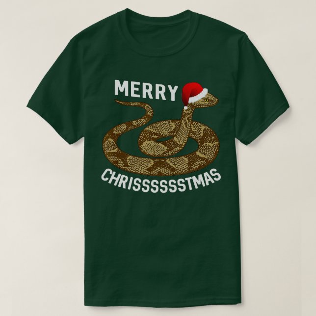 Merry Hissmas jul Santa Hat Copperhead Snake T Shirt (Design framsida)