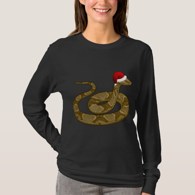 Merry Hissmas jul Santa Hat Copperhead Snake T Shirt (Framsida)