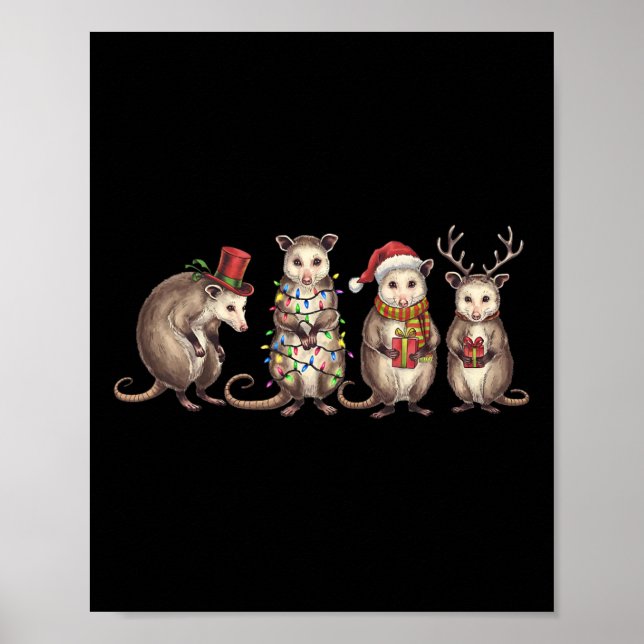 Merry Hissmas Opossum jultomten Hat Julafton Lig Poster (Framsidan)