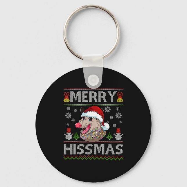 Merry Hissmas Ssum Christmas Ossum Lover Ugly Swea Nyckelring (Framsida)