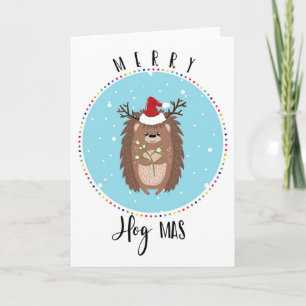 "merry hog mas hedgehog roligt skämt christmas" kort