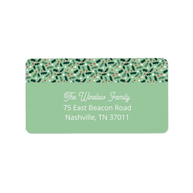 Merry Holly Days Address Label (Green) Adressetikett (Framsidan)